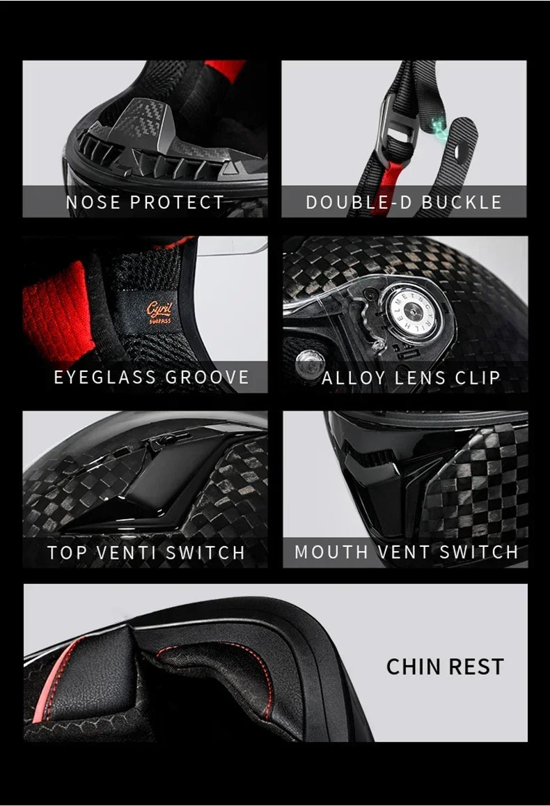Carbon Fiber Pattern Full Face Motorcycle Helmet by Snagg A Motorcycle Helmet