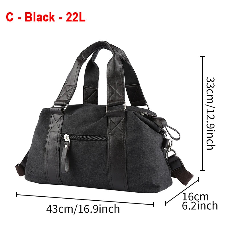 Vintage Canvas & Leather Men’s Travel Duffle Bag