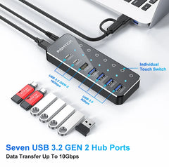 USB Extension with Individual Touch On/Off Switches by Snagg A Charging Station
