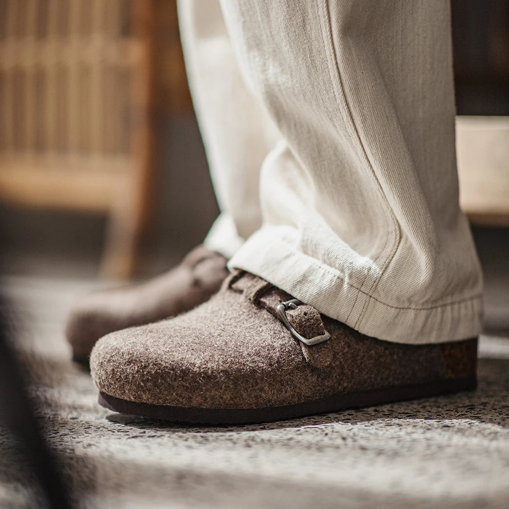 Vintage Wool Felt Mules – Men’s Autumn/Winter Slip-On Slippers by Snagg A Slipper