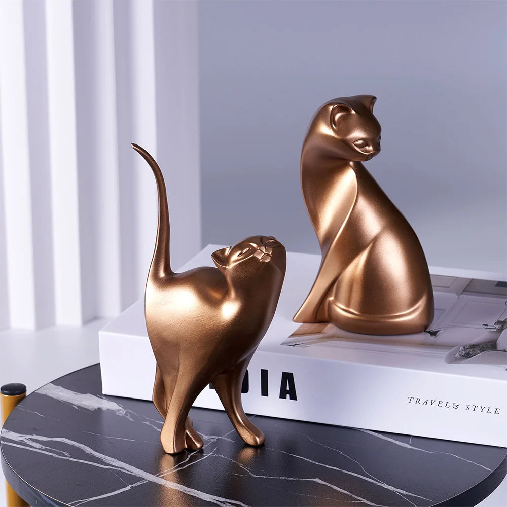 Golden Cat Couple Figurines by Snagg A Sculpture
