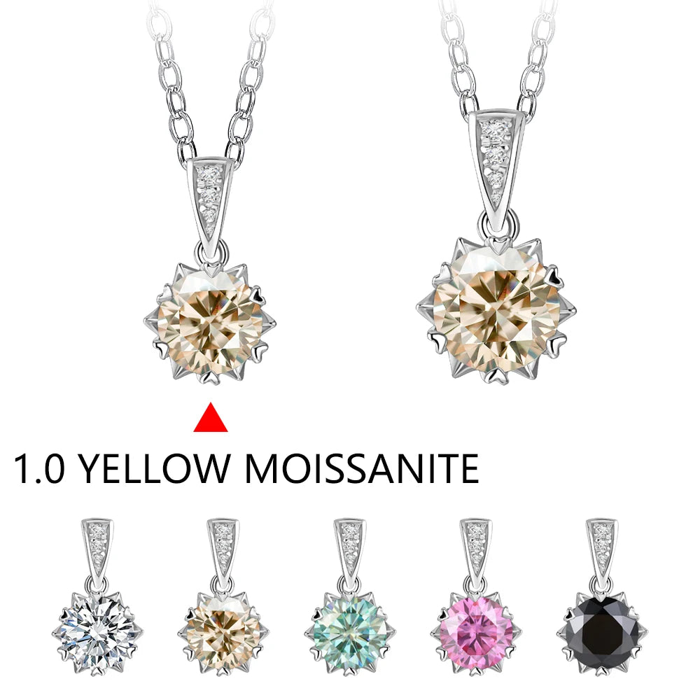 1 Carat Round Brilliant Moissanite Pendant Necklace