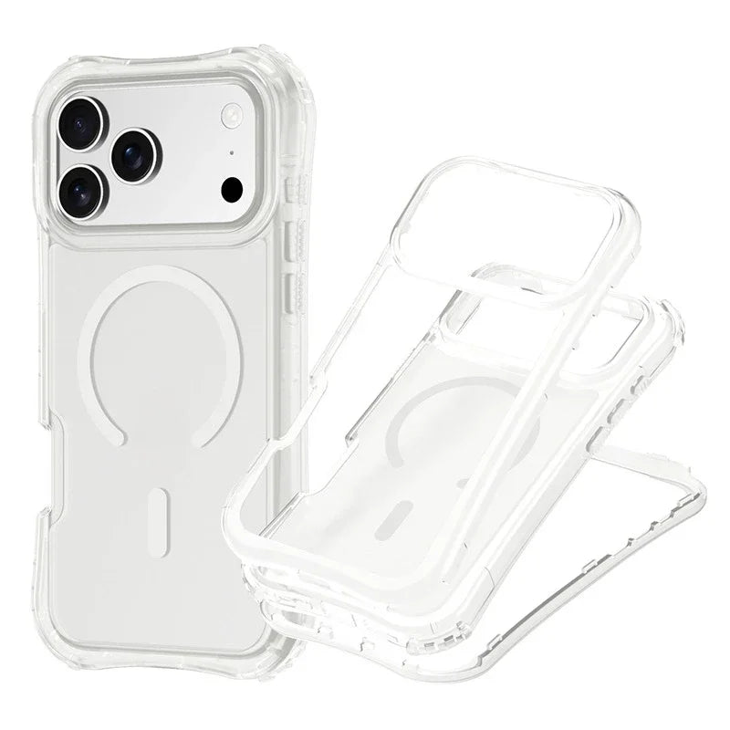 Shockproof Armor 3 in 1 Magnetic Case with Wrist Strap – for iPhone 16 Series - Phone Cases & Covers