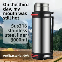 High Capacity 316 Stainless Steel Thermal Flask | Integrated Tea Infuser & Shoulder Carry