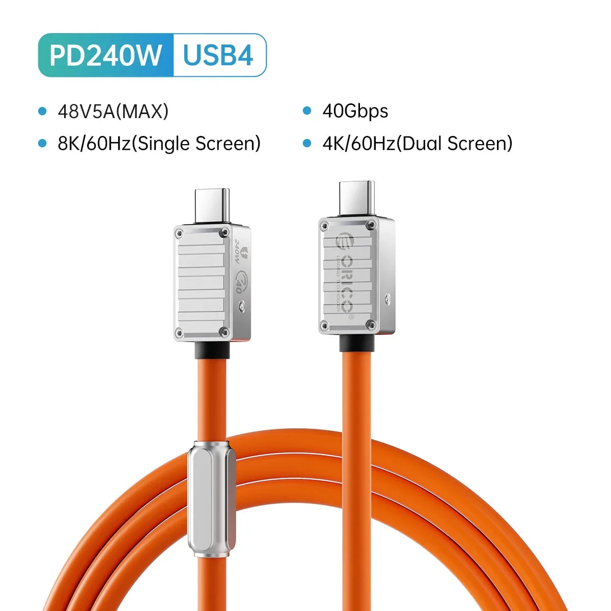 240W USB4 / Thunderbolt 4 Cable – 40Gbps, PD 3.1, 8K@60Hz Silicone
