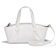 Ruched Genuine Leather Small Satchel
