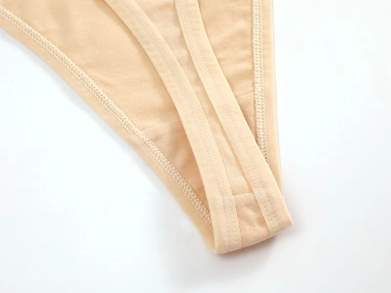 Cotton T-Back Thongs 5-Pack | Seamless Solid Colour Breathable Soft Women's Underwear