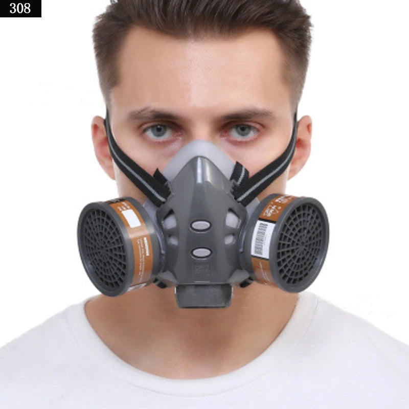 Gas Mask Respirator Set with Dual Charcoal Filters & Anti-Fog Glasses by Snagg A Face Mask