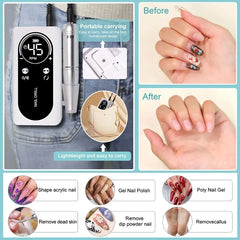 Professional 45,000 RPM Brushless Electric Nail Drill – High Torque Rechargeable Manicure & Pedicure Station