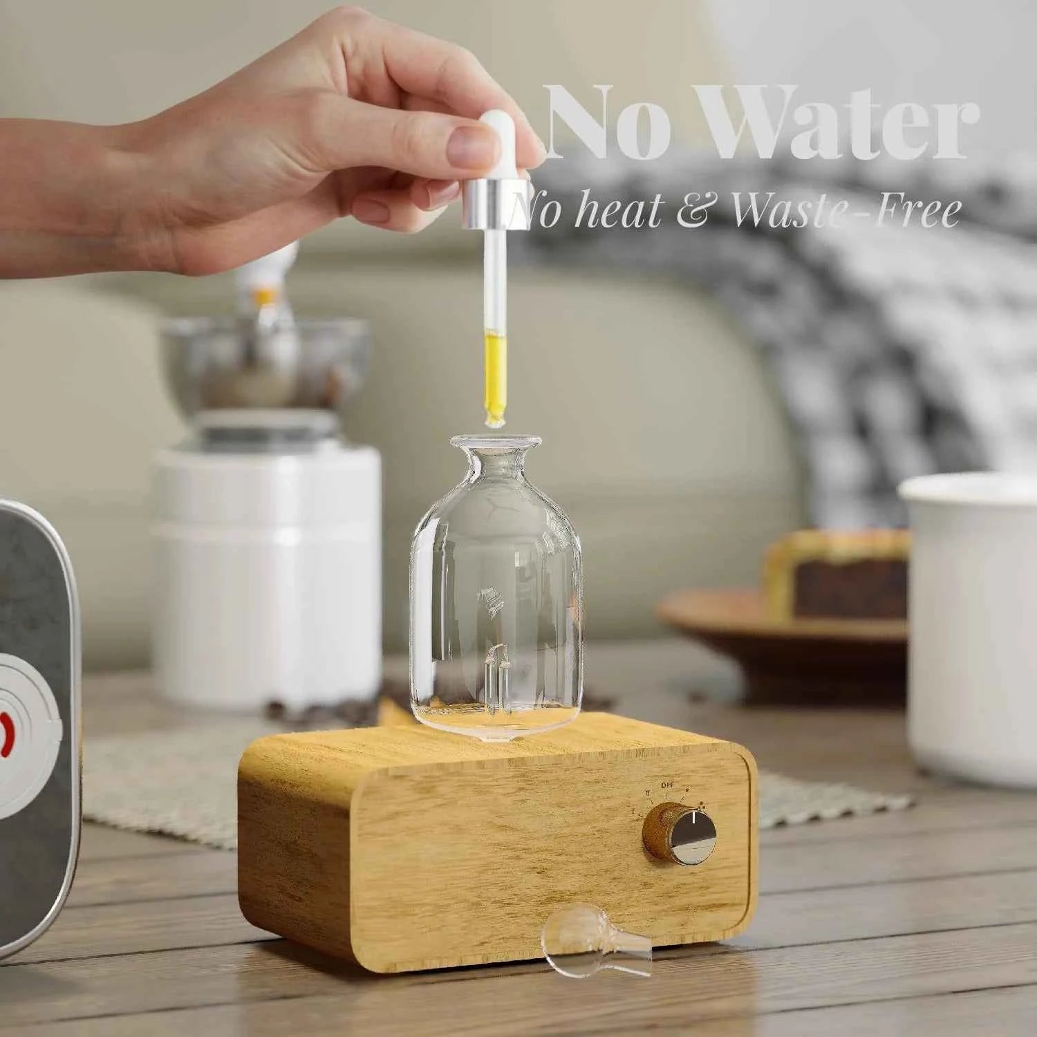 Waterless Nebulizing Essential Oil Diffuser – Rechargeable Wood & Glass Aroma Diffuser for Home & Office