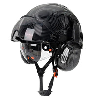 Carbon Fiber Pattern Safety Helmet With Earmuffs Double Goggles by Snagg A Safety Helmet