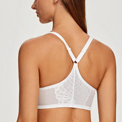 Plus Size Front Closure Racerback Bra | Lace Underwire Full Coverage Unlined