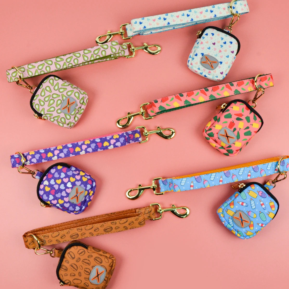Luxury Double-Sided Print Pet Leash & Poop Bag Holder Set by Snagg A Leash