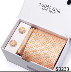 Solid Colour Necktie with Matching Handkerchief & Cufflinks - SB233 - Others In Fashion