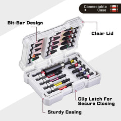 25Pcs Ultra torque Impact Screwdriver Bit Set Mixed Multi Insert Bit Tips with Bit Holder and Storage Case