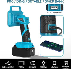 18W 2000LM Cordless LED Flashlight for Makita 18V, USB Port, for Camping, Hiking, Job Site, Indoor & Outdoor Use (No Battery)