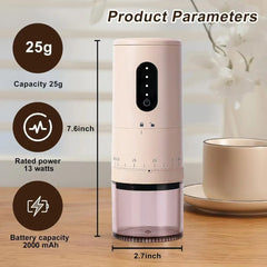 Portable USB Rechargeable Conical Burr Coffee Bean Grinder by Snagg A Grinder