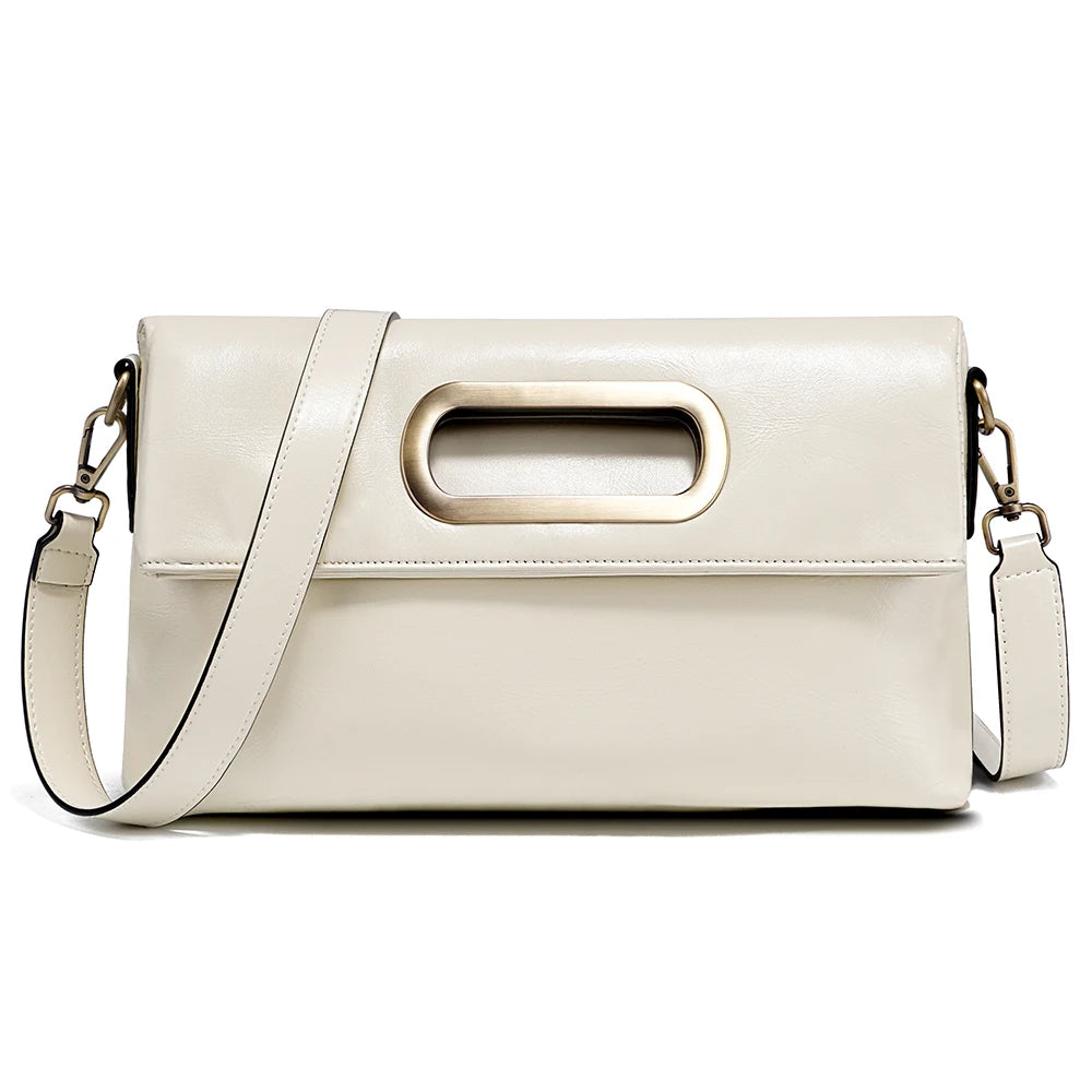 Vintage Genuine Leather Crossbody Handbag – Large Capacity Designer Shoulder Bag for Women, All Seasons
