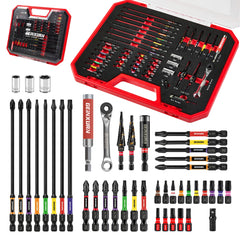 58PCS Impact Screwdriver & Drill Bit Tool Set – Magnetic Bits, Mini Wrench, Socket Drivers, Step Drill & Bit Holders