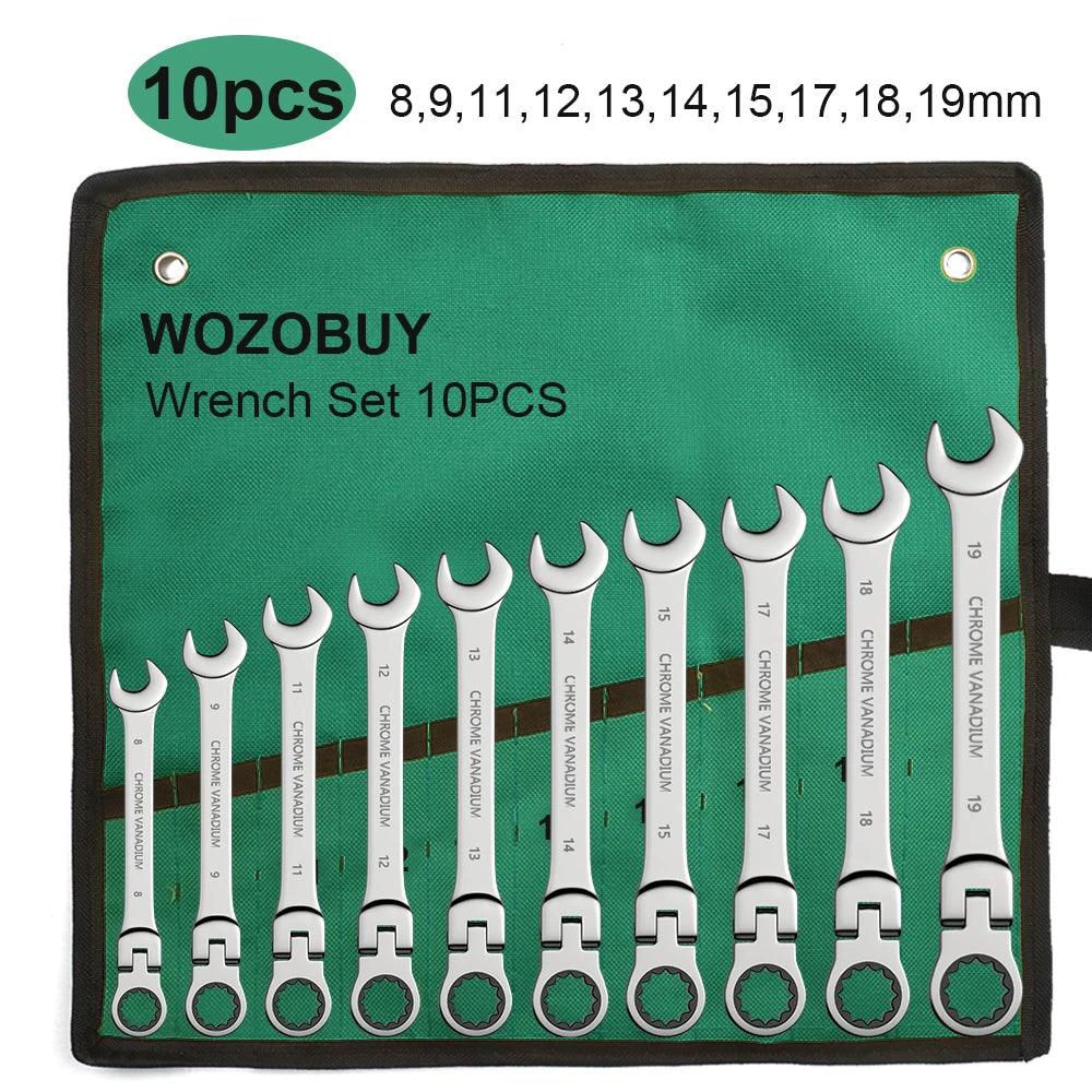 Flex Head Ratchet Spanner Wrench Set (8–22mm) by Snagg A Wrench Set