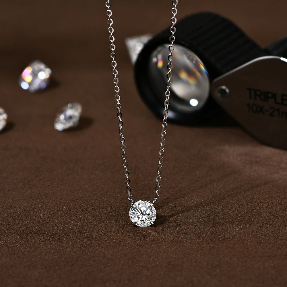 1 Carat Round Brilliant Moissanite Pendant Necklace