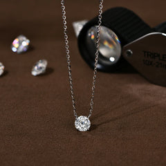 1 Carat Round Brilliant Moissanite Pendant Necklace
