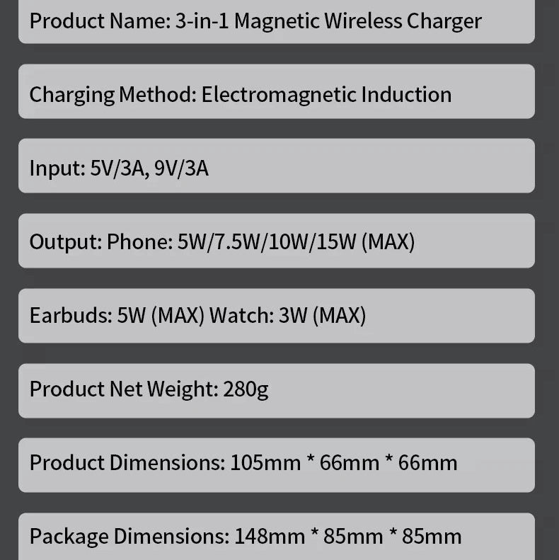 3 in 1 Wireless Charger Rotating Magnetic for Apple by Snagg A Charging Station