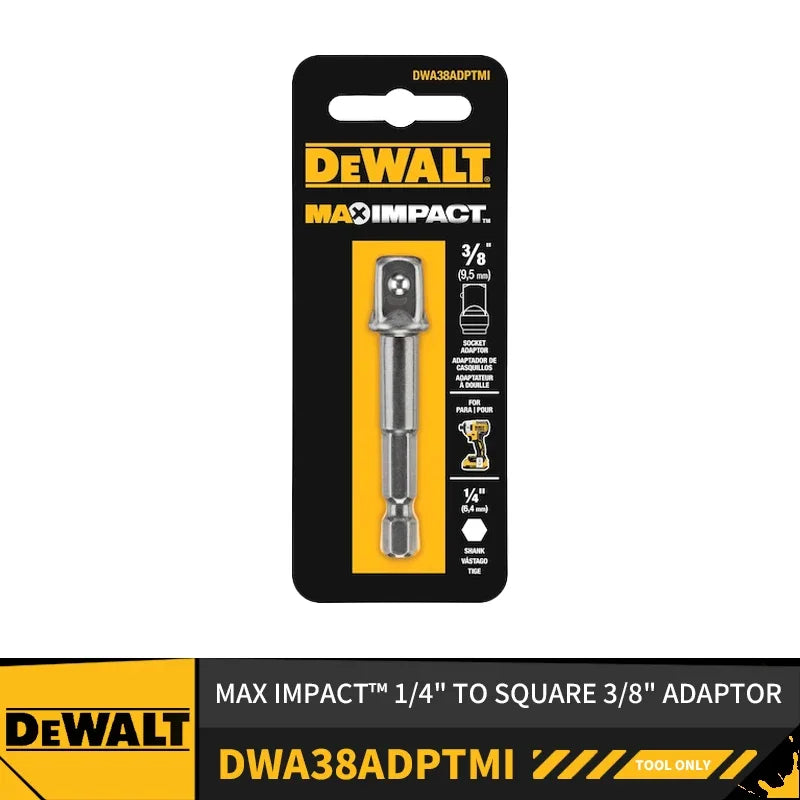 DEWALT MAX IMPACT™ Socket Adaptor – 1/4″ Hex to 3/8″ or 1/2″ Square - DWA38ADPTMI