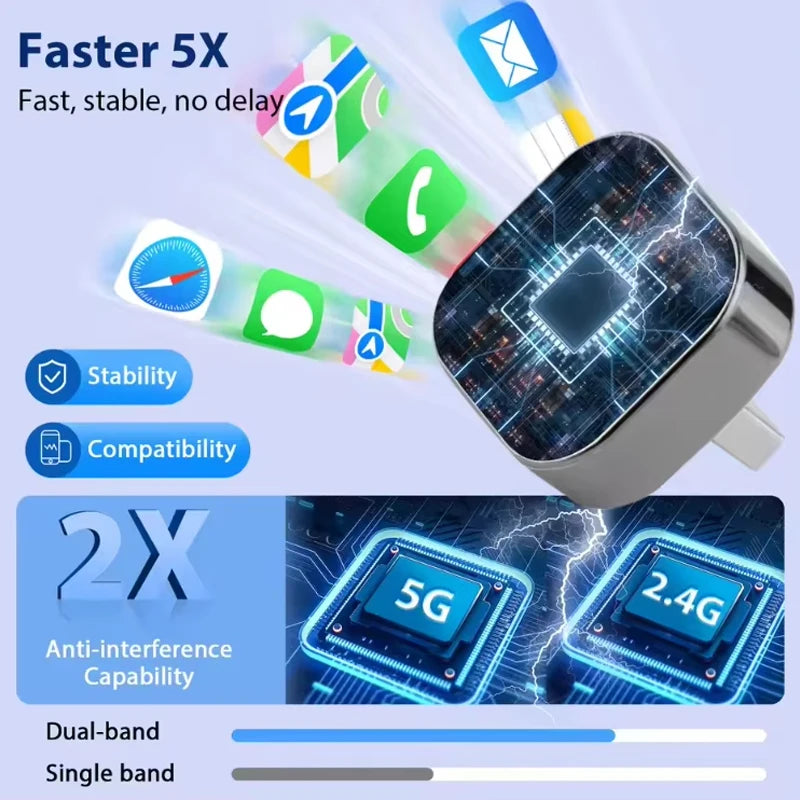 2 in 1 Wired to Wireless CarPlay & Android Auto Adapter – Smart Car Accessory - black