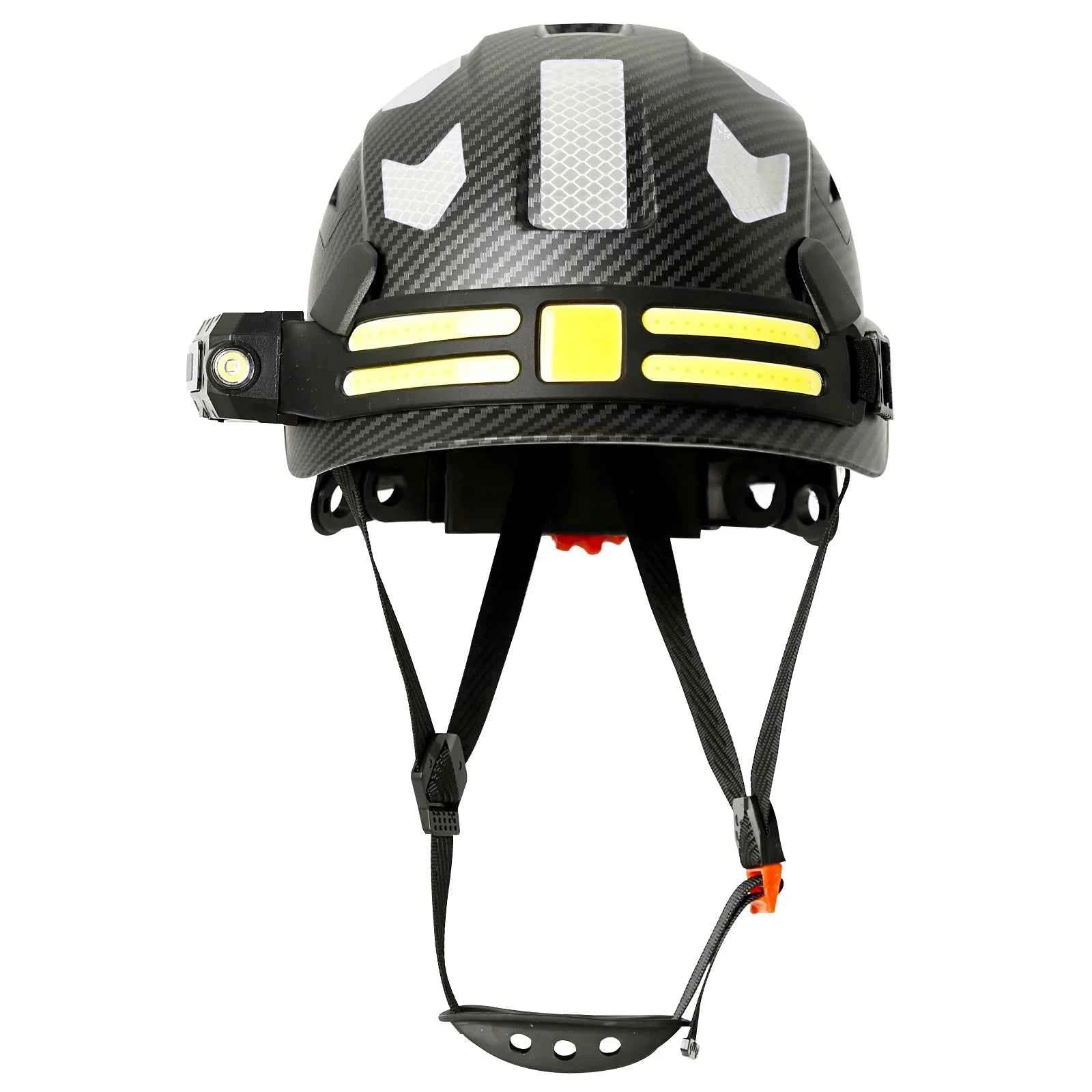 Construction safety helmet with headlamp and reflective stickers – image 2