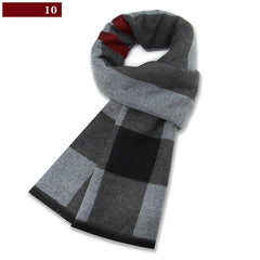 Men’s Luxury Wool Scarf — Cashmere Silk Blend Winter Plaid Shawl