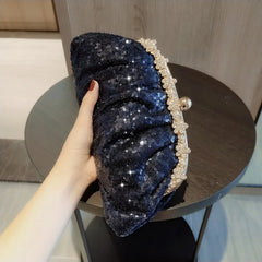 Luxy Moon Dark Blue Sequin Evening Clutch