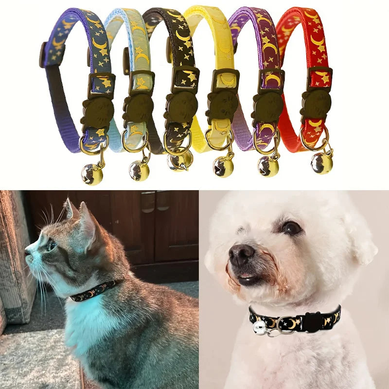 12pcs Adjustable Pet Collars with Star & Moon Print by Snagg A Pet Collars
