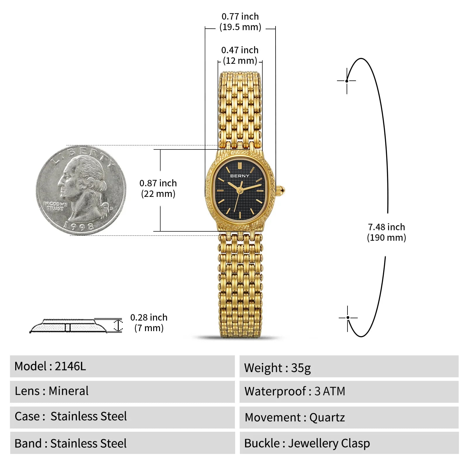 BERNY Women’s Gold Quartz Watch