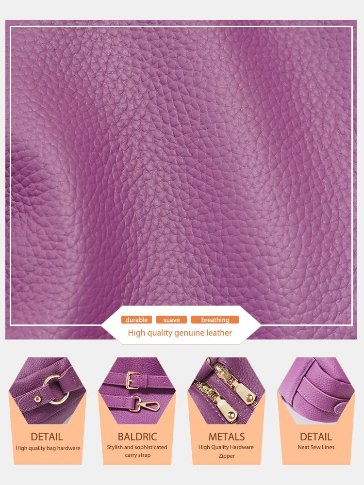 Genuine Leather Pillow Handbag – Simple High-Quality Small Shoulder & Crossbody Bag for Women