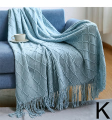 Knitted Throw Blanket – Cozy Comfort with Fringe by Snagg A Throw
