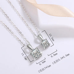 1–2CT Square Moissanite Pendant Necklace