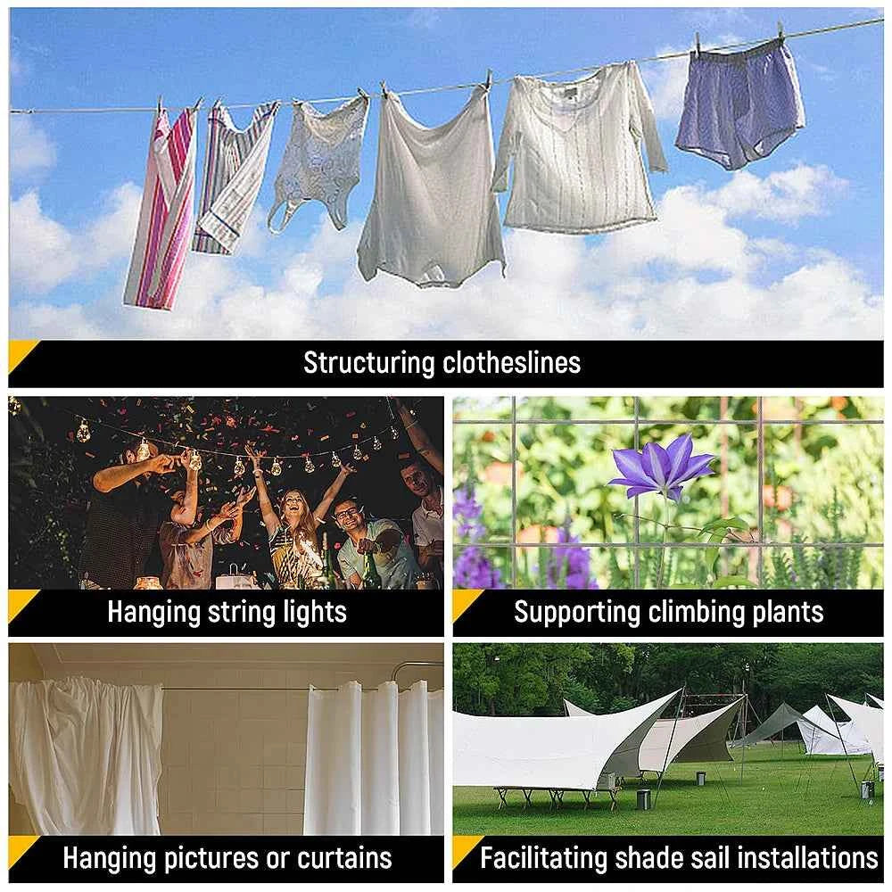 304 Stainless Steel Rope Kit 10/15/20M | PVC Coated Cable for Garden Fence Clothesline Balcony Camping