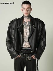 Oversized Black PU Leather Biker Jacket by Snagg A Jacket