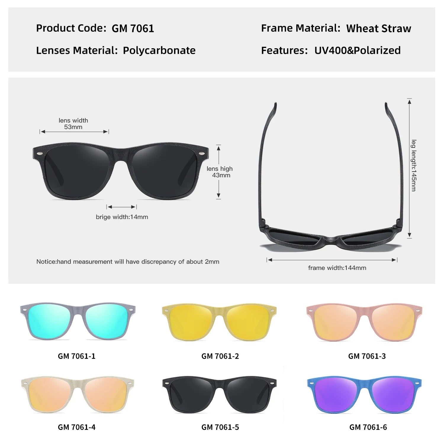 Polarized Wooden Straw Sunglasses