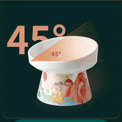 Ceramic Cat Bowl Feeder with Raised Stand - SnaggIt
