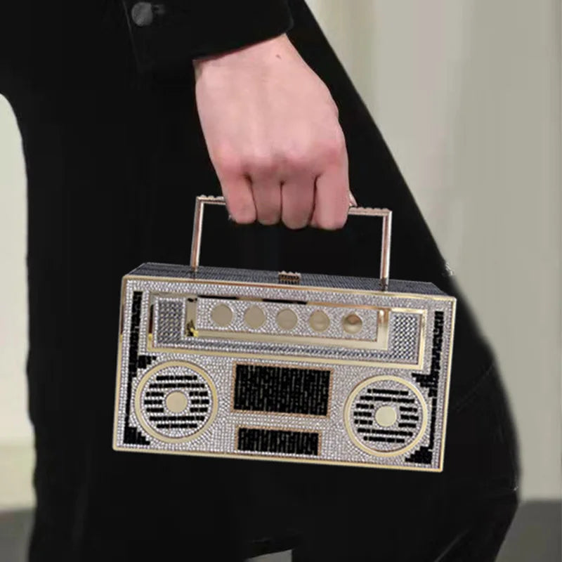 Luxury Designer Diamond Radio Clutch