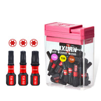 30 Pcs 1" Impact Torx Screwdriver Bit Set – T20/T25/T30 S2 Alloy Steel with Colorful Storage Box