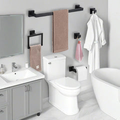 Matte Black/White Bathroom Hardware Set by Snagg A Rack