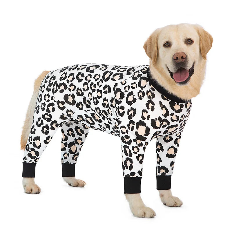 Dog Pyjama Jumpsuit for Medium & Large Dogs – Cosy Full-Cover Belly Recovery Suit (Cuttable Panel)