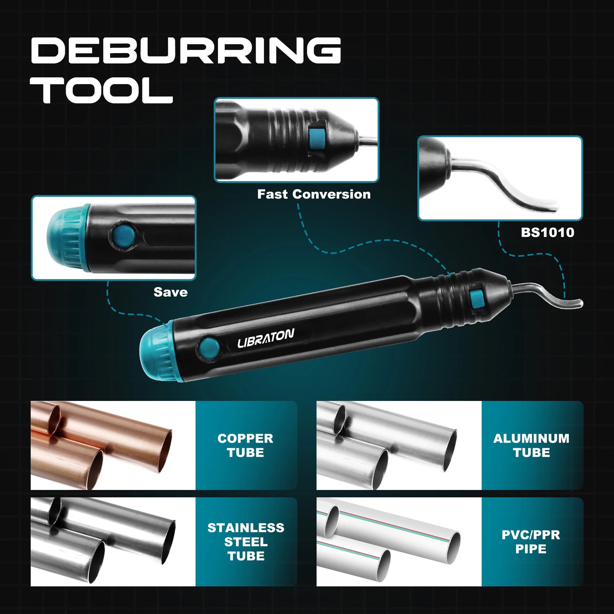Copper tube cutter with deburring tool and spare blade – image 4
