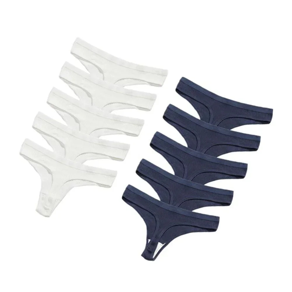 Seamless Cotton G-String 10-Pack | Breathable Thong Solid Colour Plus Size Women's Underwear