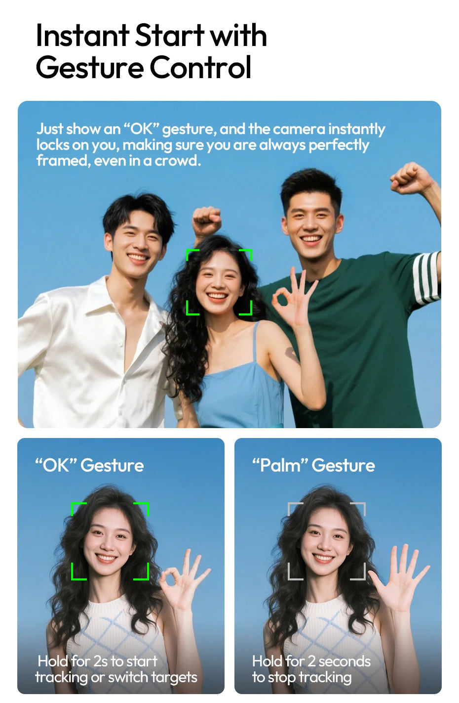 Auto Tracking Selfie Stick Tripod Gesture Control by Snagg A Tripod