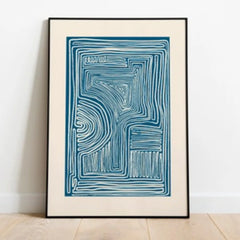 Minimalistic Blue Line Art Canvas Poster by Snagg A Print