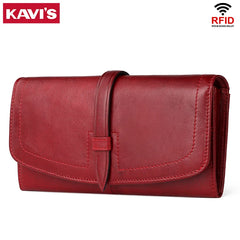 Genuine Leather RFID Long Wallet